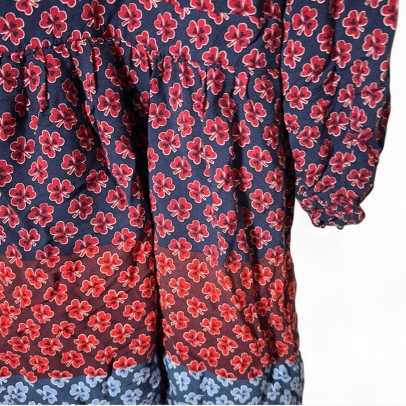 Gap Shamrock Clover Patterning Tie Neck Long Sleeve Dress SZ 6 - Picture 5 of 6